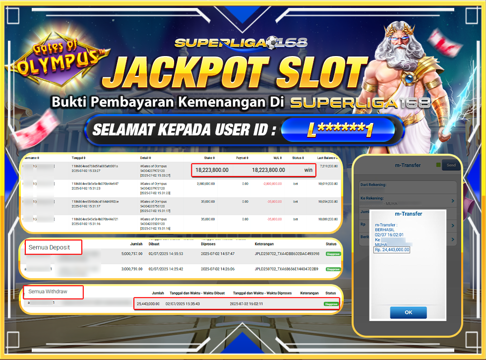 SUPERLIGA168 JACKPOT GATES OF OLYMPUS  Rp.24,443,000